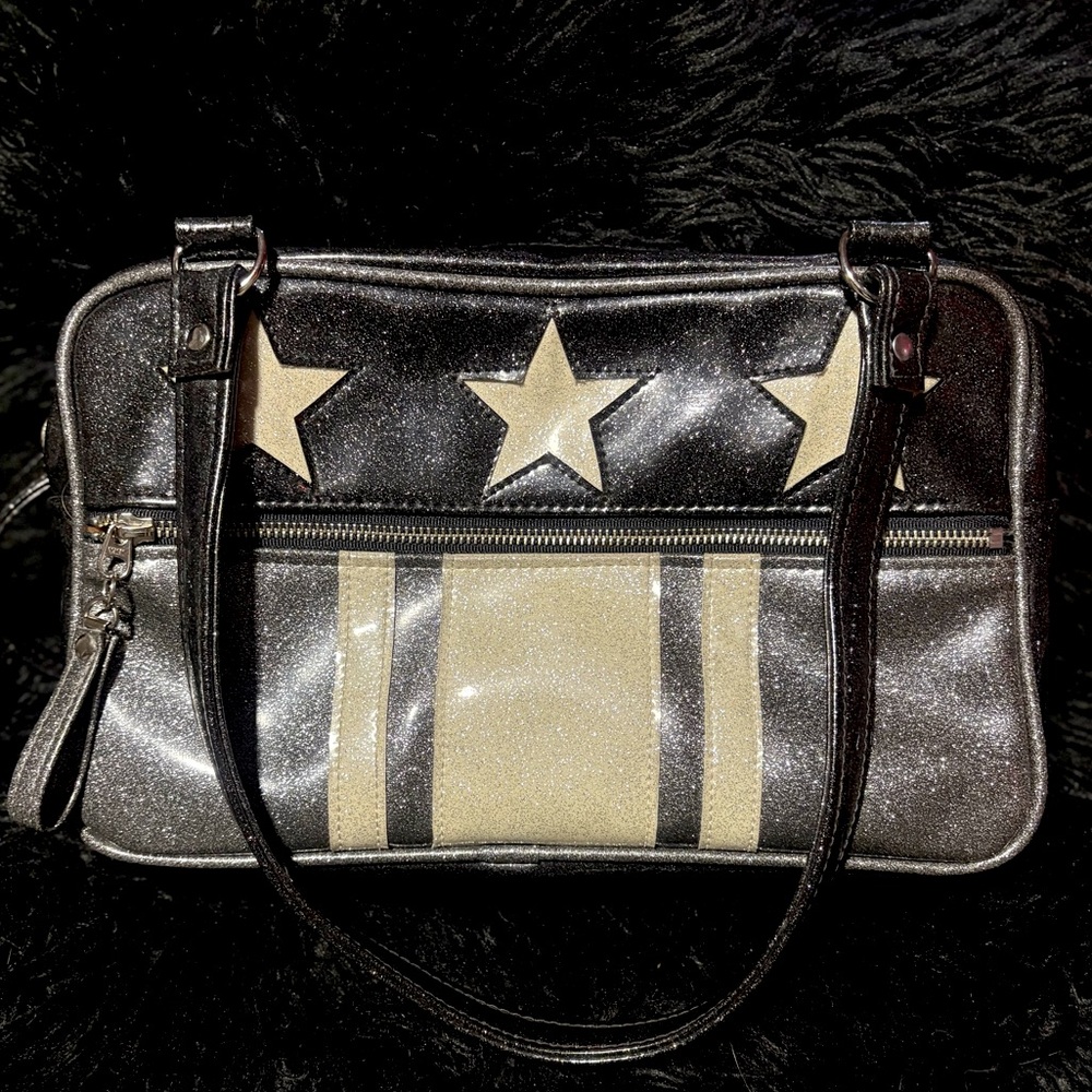 Trophy Queen Custom Glitter Stars and Stripes GTO Tote Bag. Leopard Lining